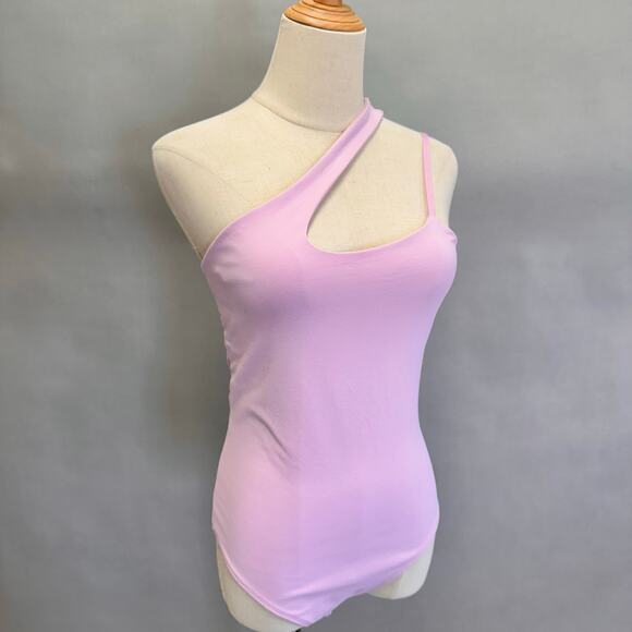 Abercrombie & Fitch pink cutout one shoulder seamless tank bodysuit size medium - Picture 13 of 14